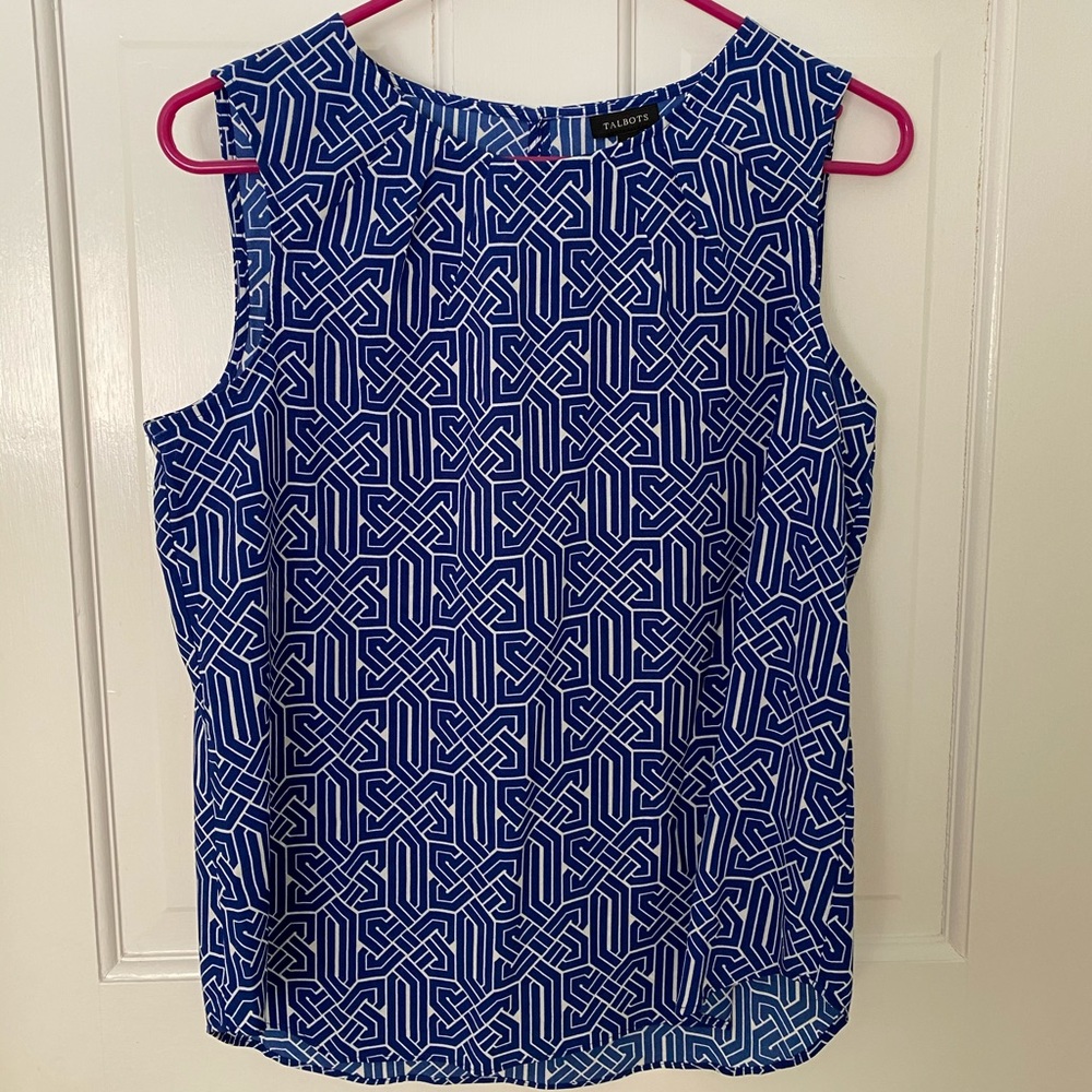 NEW Talbots Blue & White Patterned Tank, Sz 6